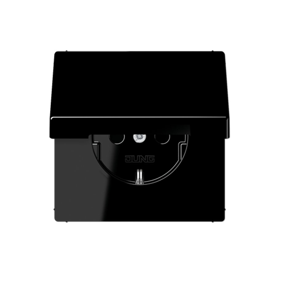 Base enchufe schuko con tapa completa en negro Jung LS 990. Ref: LS1521KIKLSW