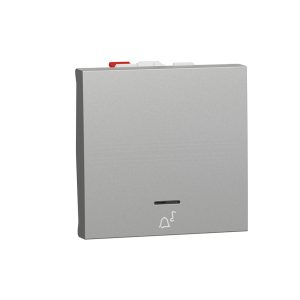 Pulsador Ancho símbolo de campana con luminoso New Unica Studio Aluminio NU320630CN Schneider